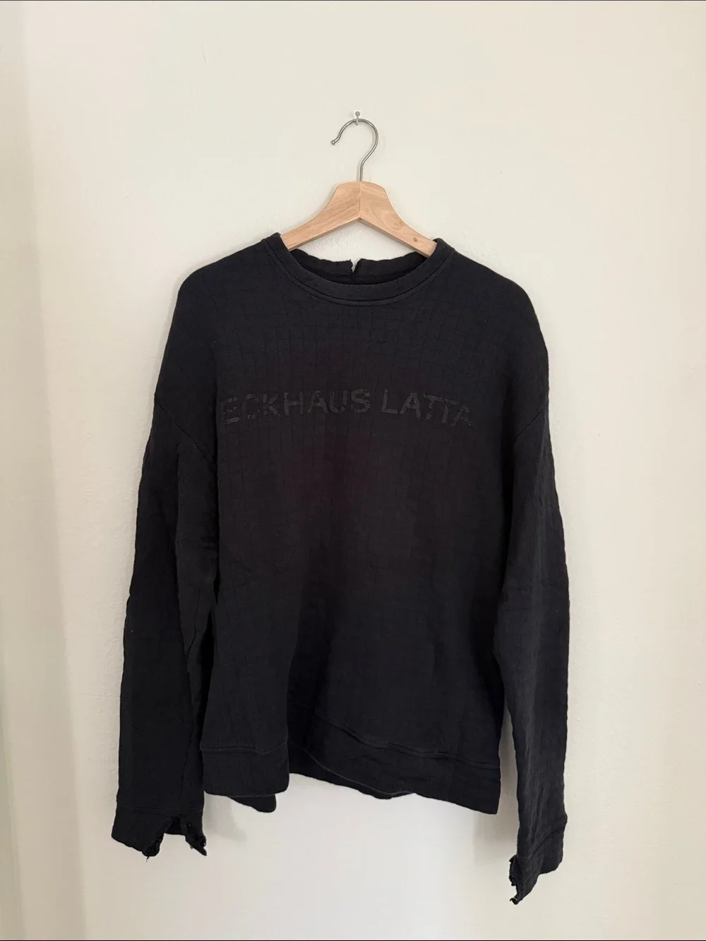Eckhaus Latta Black Men's Distressed Crewneck Sweatshirt